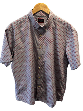 UNTUCKit Blue Roubine Floral Short Sleeve Button Up Shirt Size L Cotton Casual